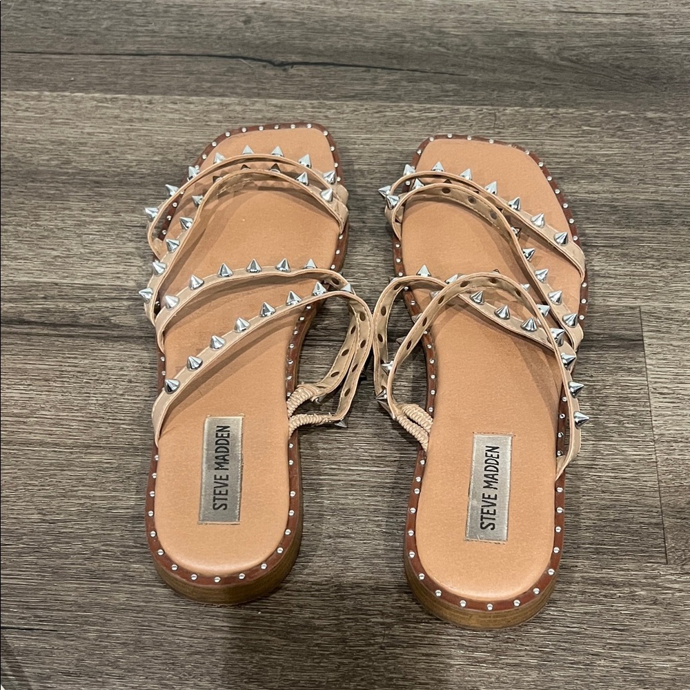 Steve Madden Beige Studded Sandals-10